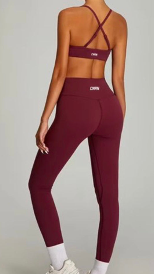 PULSE MERLOT RED WOMENS LEGGING SET