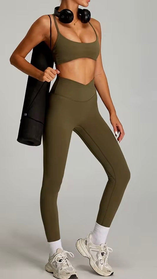 PULSE OLIVE DRAB WOMENS LEGGING SET