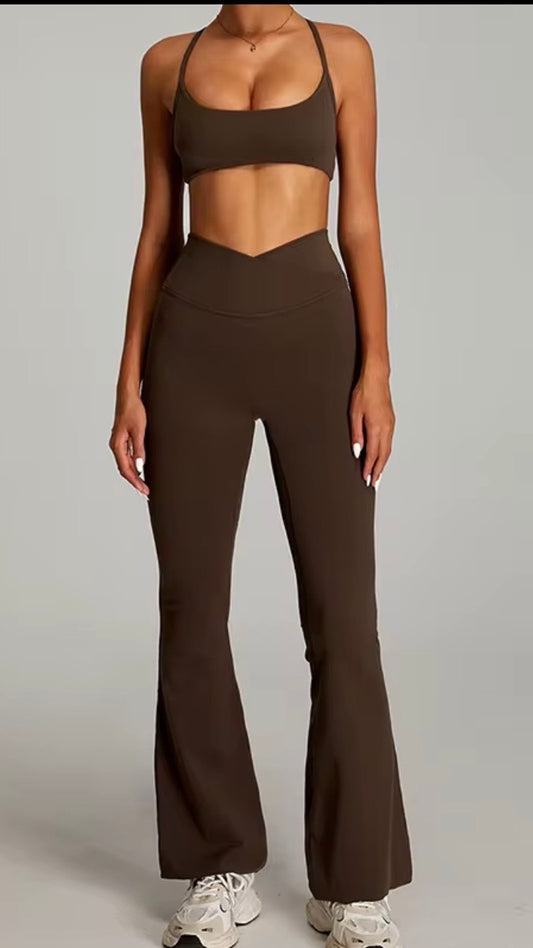 FLOW COCOA BROWN WOMENS FLARE SET