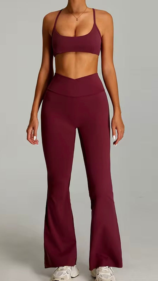FLOW MERLOT RED WOMENS FLARE SET