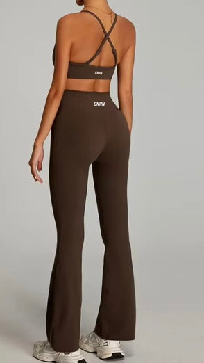 FLOW COCOA BROWN WOMENS FLARE SET