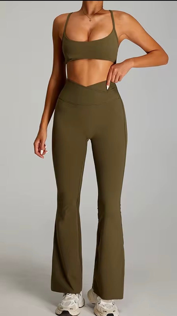 FLOW OLIVE DRAB WOMENS FLARE SET